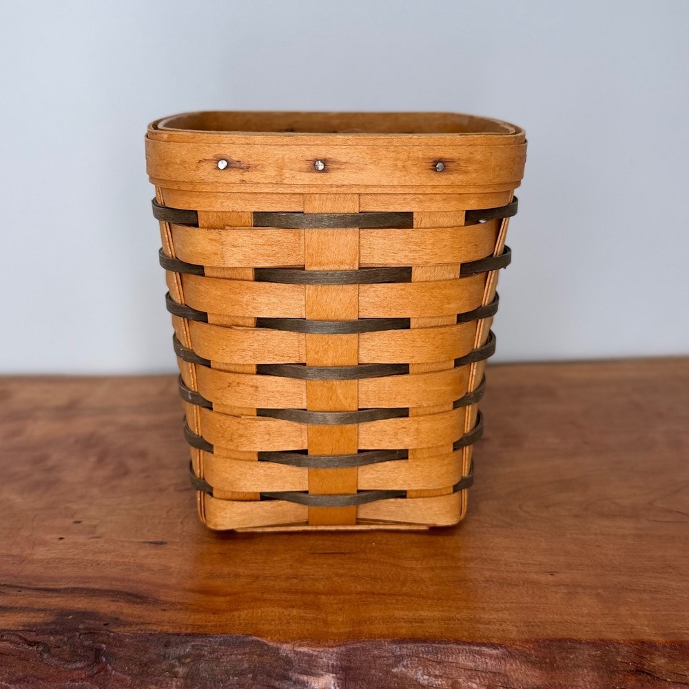 Longaberger 1995 Signed Heartland Small Spoon Basket Handwoven Square Maple